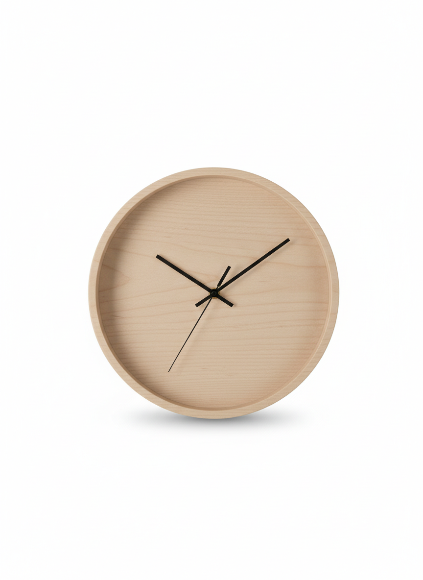 Beige Wood Wall Clock