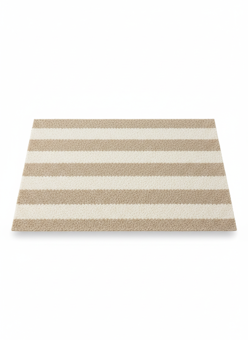 Beige Striped Doormat
