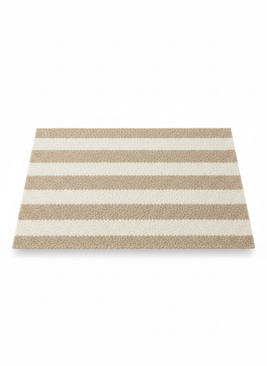 Beige Striped Doormat